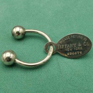 Tiffany & Co .925 Sterling Silver 'Return to Tiffany' Oval Tag Keychain Key Ring